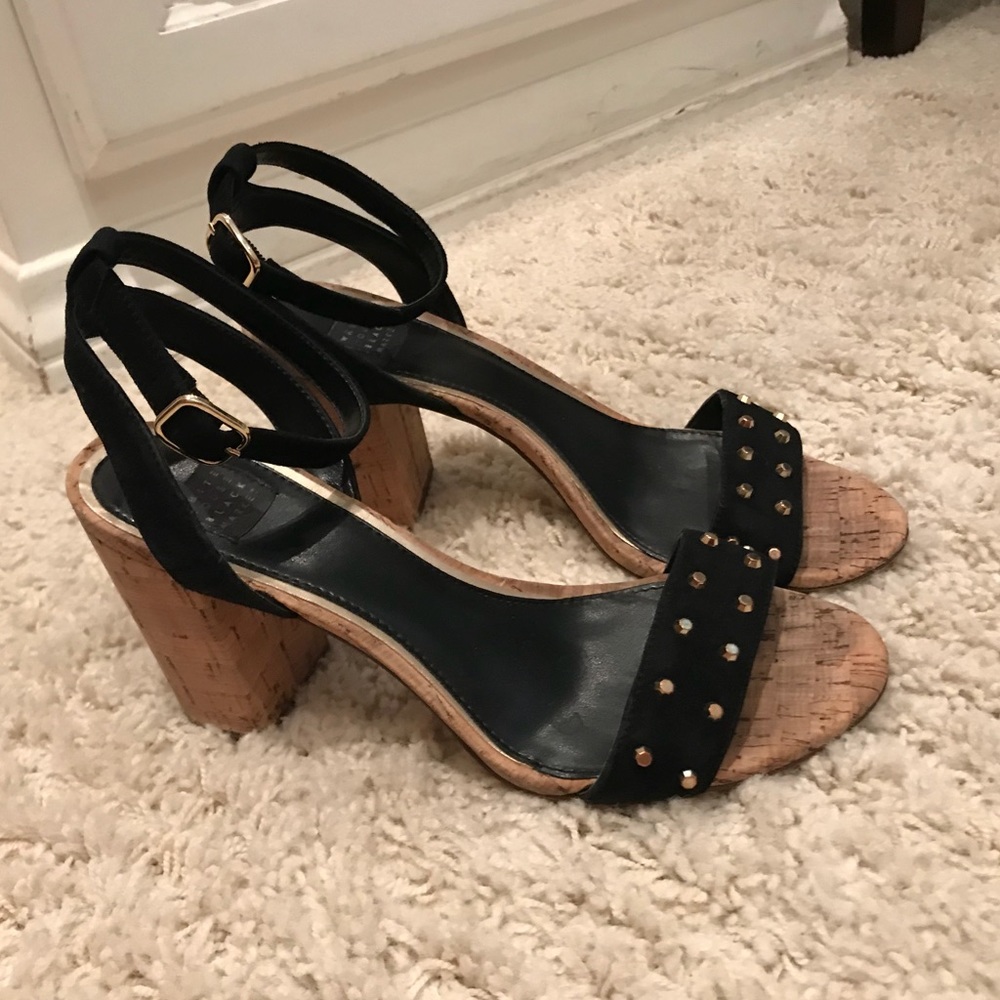 White House Black Market Suede Cork Chunky Heel